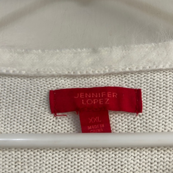 Jennifer Lopez White and Light Gray Ombre Crewneck Sweater - Picture 2 of 4